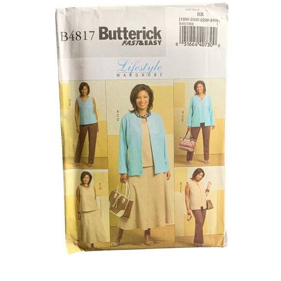 Butterick B4817 Fast & Easy Women's Wardrobe Pattern Sizes 18W-24W - uncut - Picture 1 of 2